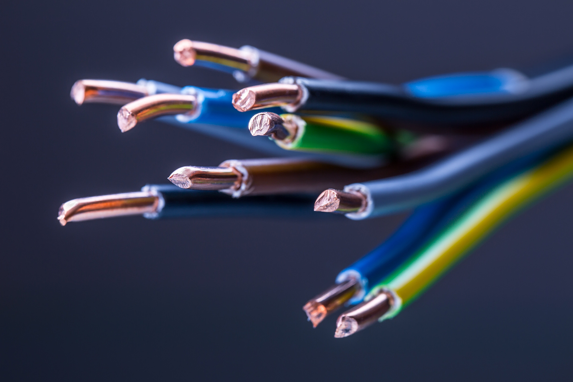 Group of colored electrical cables - studio shot